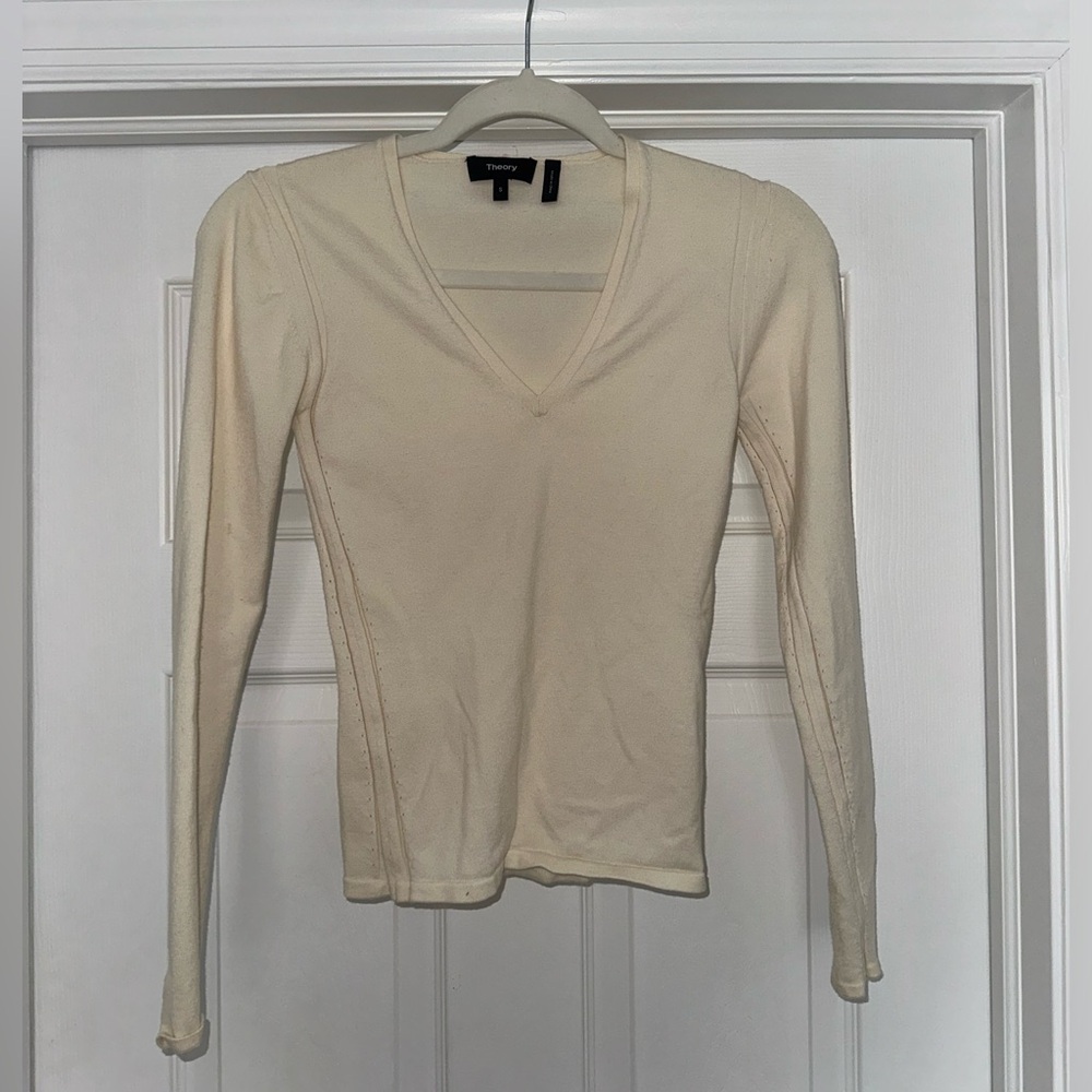 Theory knit long sleeve top - off white